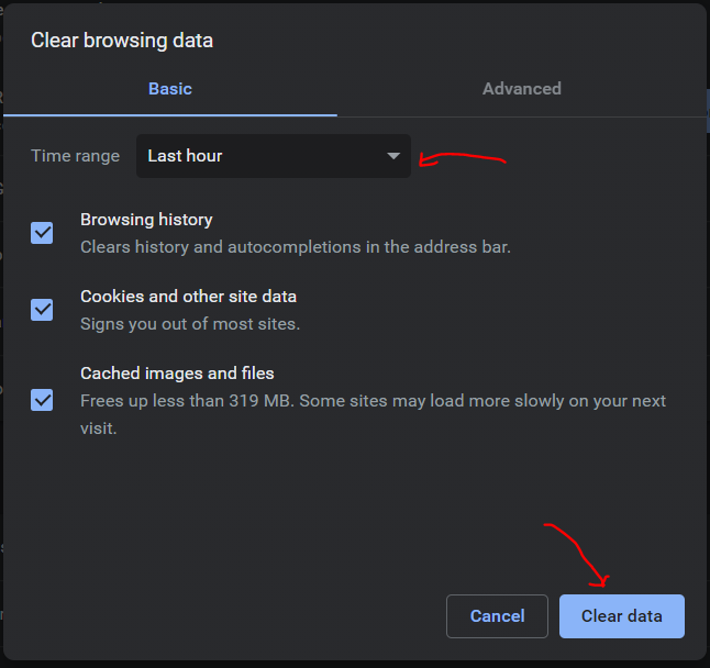 Step 4 - Clear Browsing data